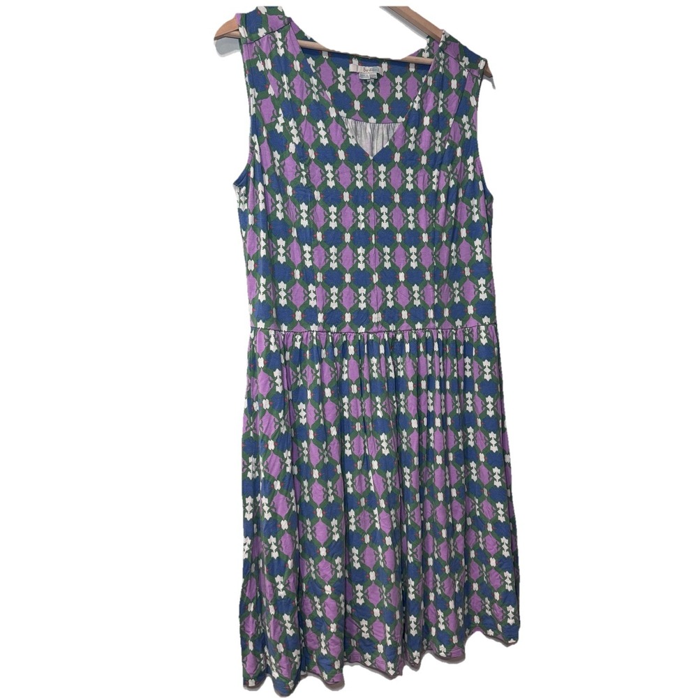 Boden Geometric Dress Size 14R Retro Vintage Style Fit And Flare Stretchy